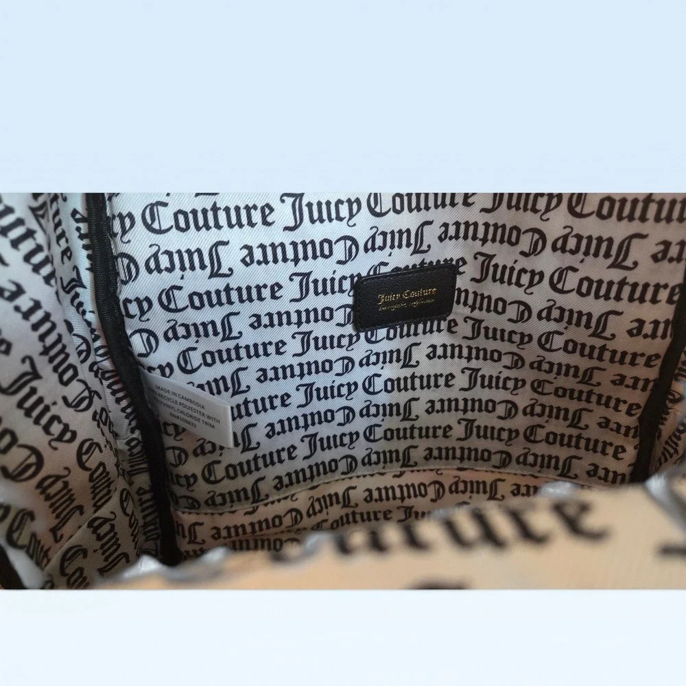 Juicy Couture‎ Floral Print Backpack Pink White Black Logo Tape Trim